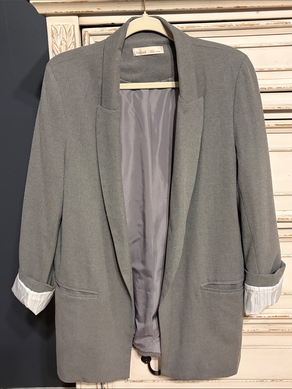 Gray Open-Front Blazer